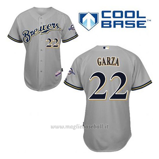Maglia Baseball Uomo Milwaukee Brewers Matt Garza 22 Grigio Cool Base